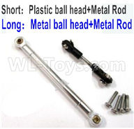 WPL B16 Parts-29-04 Long Rod is Metal Silver ball head+Metal Rod-Silver & Short Rod is Plastic ball head+Metal Rod,WPL B16 B-16 RC Car Parts,WPL 6X6 Parts,WPL B16 B-16 RC Military Truck Spare parts Accessories,WPL 1:16 Off-road Truck Parts