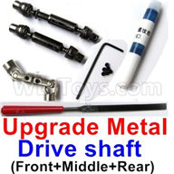 WPL B16 Parts-31-02 Upgrade Front+Middle+Rear Metal Drive shaft(2pcs Black+1pcs Silver color)-(with screws,wrench and Sickle,WPL B16 B-16 RC Car Parts,WPL 6X6 Parts,WPL B16 B-16 RC Military Truck Spare parts Accessories,WPL 1:16 Off-road Truck Parts