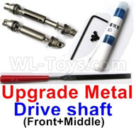 WPL B16 Parts-31-03 Upgrade Front and Middle Metal Drive shaft(2pcs-Silver color)-with screws,wrench and Sickle,WPL B16 B-16 RC Car Parts,WPL 6X6 Parts,WPL B16 B-16 RC Military Truck Spare parts Accessories,WPL 1:16 Off-road Truck Parts