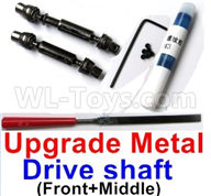 WPL B16 Parts-31-04 Upgrade Front and Middle Metal Drive shaft(2pcs-Black color)-with screws,wrench and Sickl,WPL B16 B-16 RC Car Parts,WPL 6X6 Parts,WPL B16 B-16 RC Military Truck Spare parts Accessories,WPL 1:16 Off-road Truck Parts