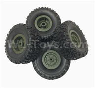 WPL C14 C-14 Hercules Parts-02-01 Official Tire Lether(4pcs)+ Official wheel hub(4pcs)-GreenWPL C14 C-14 RC Car Parts,WPL Hercules Parts,WPL C14 C-14 RC Military Truck Spare parts Accessories,WPL 4X4 1:16 Off-road Truck Parts