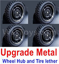 WPL C14 C-14 Hercules Parts-02-11 Upgrade Metal wheel hub and Tire lether(4 set)-BlackWPL C14 C-14 RC Car Parts,WPL Hercules Parts,WPL C14 C-14 RC Military Truck Spare parts Accessories,WPL 4X4 1:16 Off-road Truck Parts