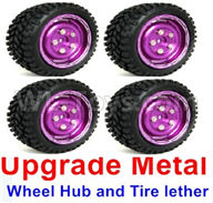 WPL C14 C-14 Hercules Parts-02-15 Upgrade Metal wheel hub and Tire lether(4 set)-PurpleWPL C14 C-14 RC Car Parts,WPL Hercules Parts,WPL C14 C-14 RC Military Truck Spare parts Accessories,WPL 4X4 1:16 Off-road Truck Parts