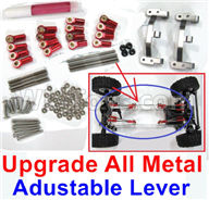 WPL C14 C-14 Hercules Parts-10-01 Upgrade All Metal lever-Length adustable-Red(Include 8pcs Metal Rod,2pcs Metal Straight bridge rod base and screws)WPL C14 C-14 RC Car Parts,WPL Hercules Parts,WPL C14 C-14 RC Military Truck Spare parts Accessories,WPL 4X4 1:16 Off-road Truck Parts