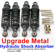 WPL C14 C-14 Hercules Parts-11-08 Upgrade Metal Hydraulic Shock Absorber-Black(4pcs)-Upper and lower hole spacing:65mm-48mm,diameter:15MMWPL C14 C-14 RC Car Parts,WPL Hercules Parts,WPL C14 C-14 RC Military Truck Spare parts Accessories,WPL 4X4 1:16 Off-road Truck Parts