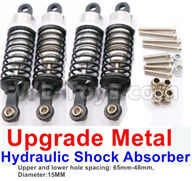 WPL C14 C-14 Hercules Parts-11-09 Upgrade Metal Hydraulic Shock Absorber-Silver(4pcs)-Upper and lower hole spacing:65mm-48mm,diameter:15MMWPL C14 C-14 RC Car Parts,WPL Hercules Parts,WPL C14 C-14 RC Military Truck Spare parts Accessories,WPL 4X4 1:16 Off-road Truck Parts