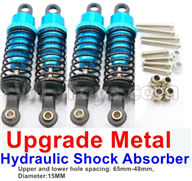 WPL C14 C-14 Hercules Parts-11-10 Upgrade Metal Hydraulic Shock Absorber-Blue(4pcs)-Upper and lower hole spacing:65mm-48mm,diameter:15MMWPL C14 C-14 RC Car Parts,WPL Hercules Parts,WPL C14 C-14 RC Military Truck Spare parts Accessories,WPL 4X4 1:16 Off-road Truck Parts