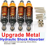 WPL C14 C-14 Hercules Parts-11-12 Upgrade Metal Hydraulic Shock Absorber-Golden(4pcs)-Upper and lower hole spacing:65mm-48mm,diameter:15MMWPL C14 C-14 RC Car Parts,WPL Hercules Parts,WPL C14 C-14 RC Military Truck Spare parts Accessories,WPL 4X4 1:16 Off-road Truck Parts