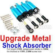 WPL C14 C-14 Hercules Parts-11-15 Upgrade Metal Shock Absorber(4pcs)-Full length 61MM, compression stroke is 10MM,the thickest is 11MM,2.5MM screw hole-Blue(Only be used For C14 C24)WPL C14 C-14 RC Car Parts,WPL Hercules Parts,WPL C14 C-14 RC Military Truck Spare parts Accessories,WPL 4X4 1:16 Off-road Truck Parts