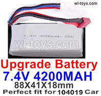 Wltoys 104019 Upgrade Parts 7.4v 4200mah battery with T-shape plug.Wltoys 104019 1/10 Parts, Wltoys 104019 RC Car Accessories.