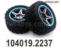 Wltoys 104019 Parts 104019.2237 Tires,Wheels unit.2pcs.It includes the Wheel hubs and Tire lether.Wltoys 104019 1/10 Parts, Wltoys 104019 RC Car Accessories.