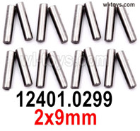 Wltoys 104019 Parts Positioning pin,Axis Pin For the Wheel Seat-12401.0299-(2X9mm).Total 16pcs.Wltoys 104019 1/10 Parts, Wltoys 104019 RC Car Accessories.