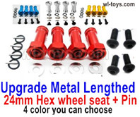 Wltoys 104019 Upgrade Metal Parts Lengthed 24mm Hex wheel seat with pin-4 set-4 Color you can choose.Wltoys 104019 1/10 Parts, Wltoys 104019 RC Car Accessories.