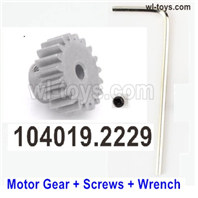 Wltoys 104019 Parts 104019.2229 Motor Gear and L-Wrench.Wltoys 104019 1/10 Parts, Wltoys 104019 RC Car Accessories.