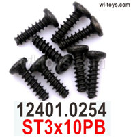 Wltoys 104019 Screws Parts 12401.0254 ST3x10PB Phillips round head self-tapping screws.Wltoys 104019 1/10 Parts, Wltoys 104019 RC Car Accessories.