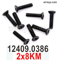 Wltoys 104019 Screws Parts 12409.0386 2x8KM Phillips Countersunk Head Machine Screws.Wltoys 104019 1/10 Parts, Wltoys 104019 RC Car Accessories.