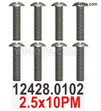 Wltoys 104019 Screws Parts 12428.0102 2.5x10PM Phillips round head machine screws.Wltoys 104019 1/10 Parts, Wltoys 104019 RC Car Accessories.