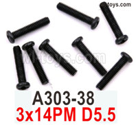Wltoys 104019 Screws Parts A303-38 3x14PM D5.5 Phillips round head screw.Wltoys 104019 1/10 Parts, Wltoys 104019 RC Car Accessories.