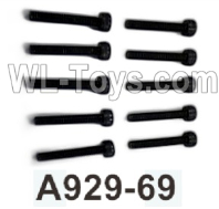 Wltoys 104020 Parts A929-69 Round Head Hexagon Socket Screws 3X20 Black Zinc Plated Group.WLtoys 1/10 RC Car Crawler Accessories.