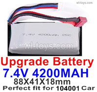 Wltoys 104072 Upgrade Battery Parts 7.4v 4200mah Lipo battery with T-shape plug.Run more time and more power..Wltoys 104072 1/10 Parts, Wltoys 104072 RC Car Accessories.