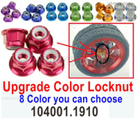 Wltoys 104072 Upgrade Parts Metal Color Lock Nut for the Wheel.Total 4 set.8 Color you can choose.Wltoys 104072 1/10 Parts, Wltoys 104072 RC Car Accessories.