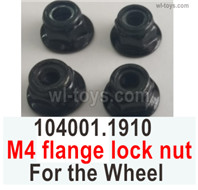 Wltoys 104072 Parts M4 flange lock nut for the Wheel.104001.1910.Total 4pcs.Wltoys 104072 1/10 Parts, Wltoys 104072 RC Car Accessories.