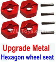 Wltoys 10428-2 Parts-12-02 K949-12 Upgrade Metal 12MM Hexagon wheel seat,Tire adapter(4pcs)-Red,Wltoys 10428-2 Rc Car Parts,High speed 1:10 Scale 4wd,10428-B2 Electric Power On Road Drift Racing Truck Car Parts