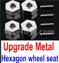 Wltoys 10428-2 Parts-12-06 K949-12 Upgrade Metal 12MM Hexagon wheel seat,Tire adapter(4pcs)-Silver,Wltoys 10428-2 Rc Car Parts,High speed 1:10 Scale 4wd,10428-B2 Electric Power On Road Drift Racing Truck Car Parts