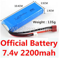 Wltoys 10428-C2 Official 7.4v 2200mah battery with T-shape plug(Size-10.4X3.5X1.9CM)-(Weight-135g),Wltoys 10428-C2 Rc Car Parts,High speed 1:10 Scale 4wd,10428-C2 Electric Power On Road Drift Racing Truck Car Parts