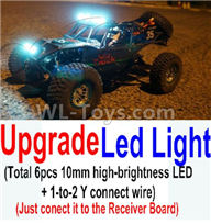 Wltoys 10428-2 Parts-79-03 Upgrade LED light unit(Total 6pcs Light and 1pcs 1-TO-2 Y-shape connect wire),Wltoys 10428-2 Rc Car Parts,High speed 1:10 Scale 4wd,10428-B2 Electric Power On Road Drift Racing Truck Car Parts