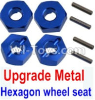 Wltoys 10428-A Upgrade Metal 12MM Hexagon wheel seat,Tire adapter(4pcs)-Dark Blue,Wltoys 10428-A RC Car Parts,High speed 1:10 Scale 4wd,10428-A Electric Power On Road Drift Racing Truck Car Parts