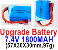 Wltoys 124012 Upgrade Battery-7.4V 1800mah 20C Battery with Red T Plug(2pcs)-(57X30X30mm,97g),1/12 Wltoys 124012 Parts,Wltoys 124012 RC Car Parts