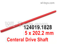 Wltoys 124016 Central transfer shaft. 5x202.2mm. 124016.1828. Wltoys 124016 1/12 Parts, Wltoys 124016 RC Car Parts.