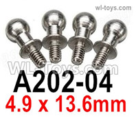 Wltoys 124016 A202-04 Ball-shape screws,4pcs. 4X9.5mm. Wltoys 124016 1/12 Parts, Wltoys 124016 RC Car Parts.