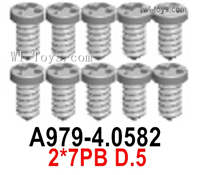 Wltoys 124016 A979-4.0582 Screws. 2x7PB D.5. Wltoys 124016 1/12 Screws Parts, Wltoys 124016 RC Car Screws Parts.