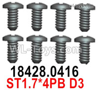 Wltoys 124019 18428.0416 Screws. ST1.7x4PB D3. Wltoys 124019 1/12 Parts, Wltoys 124019 RC Car Parts.