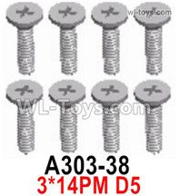 Wltoys 124019 A303-38 Screws. 3x14PM D5. Wltoys 124019 1/12 Parts, Wltoys 124019 RC Car Parts.