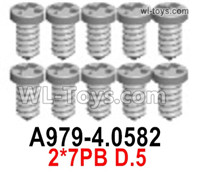 Wltoys 124019 A979-4.0582 Screws. 2x7PB D.5. Wltoys 124019 1/12 Screws Parts, Wltoys 124019 RC Car Screws Parts.