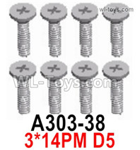 Wltoys 124019 A303-38 Screws. 3x14PM D5. Wltoys 124019 1/12 Screws Parts, Wltoys 124019 RC Car Screws Parts.