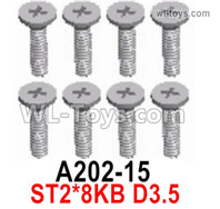 Wltoys 124019 A202-15 Screws. ST2x8KB D3.5. Wltoys 124019 1/12 Screws Parts, Wltoys 124019 RC Car Screws Parts.