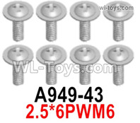 Wltoys 124019 A949-43 Screws. 2.5x6PWM6. Wltoys 124019 1/12 Screws Parts, Wltoys 124019 RC Car Screws Parts.