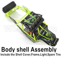 Wltoys 12427 Parts-Body shell assembly-Include the All Roll cage,Shell cover,Light,Spare Tires,Wltoys 12427 RC Car Parts,Wltoys 1/12 Parts