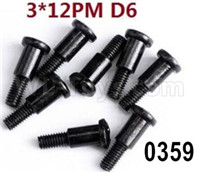 Wltoys 12427 Screws Parts-12427-0359 Step Screws-8pcs-3X12 PM D6,Wltoys 12427 RC Car Parts,Wltoys 1/12 Parts