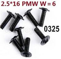 Wltoys 12427 Screws Parts-12427-0325-2.5X16 PMW W=6-8pcs,Wltoys 12427 RC Car Screws,Wltoys 1/12 Screws