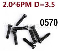 Wltoys 12427 Screws Parts-12427-0570 Screws-8pcs-2X6PM,Wltoys 12427 RC Car Parts,Wltoys 1/12 Parts