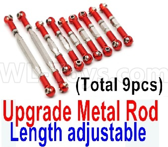 Wltoys 12428 Upgrade Parts-Metal Rod(Include the 0018,19,20,21,22 Metal Rod)-9pcs Parts-Red,Wltoys 12428 Upgrade Parts