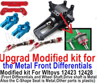 Wltoys 12428 Upgrade Modified kit for the Metal Front Differentials-Option 3(Front Differentials assembly,Wheel shaft and C-Shape Seat is Metal,other parts is plastic)