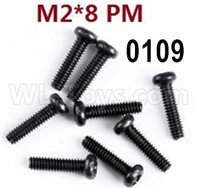 Wltoys 12428 screws-Cross recessed pan head screws(8PCS)-M2X8 PM Parts, 12428-0109 screws Parts