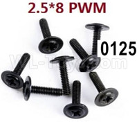 Wltoys 12428 Pan head screws with cross media(8pcs)-M2.5X8 PWM Parts, 12428-0125