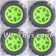 Wltoys 18428 Whole wheel unit(4 set)-Green,Wltoys 18428 RC Car Spare Parts Replacement Accessories,1:18 Scale 4wd,2.4G 18428 rc racing car Parts,On Road Drift Racing Truck Car Parts
